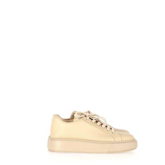 Ganni Lace Up Sneakers in Yellow Leather - Picture 1 of 8